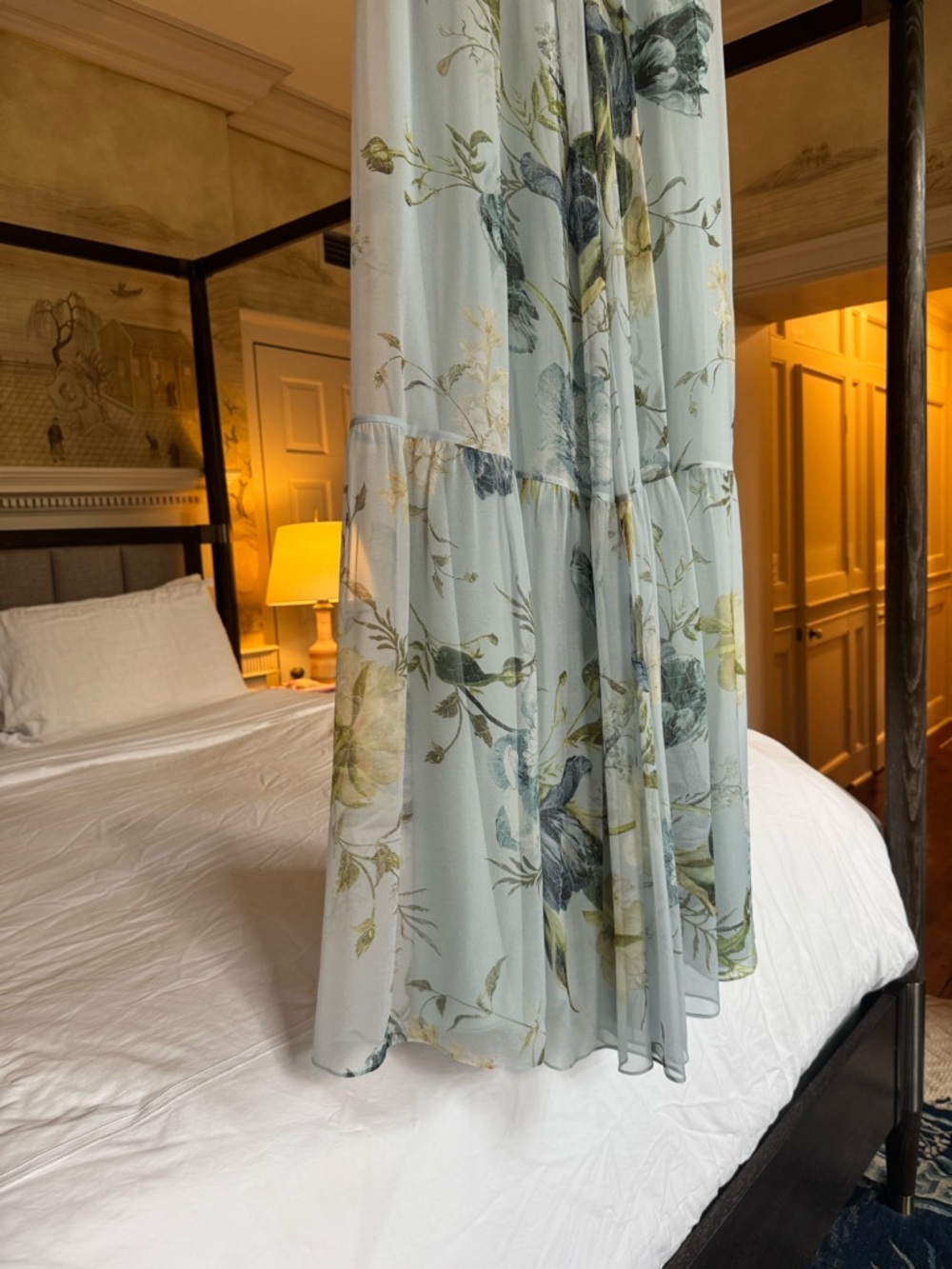 ERDEM Pale Blue Floral Tiered Maxi Skirt - Picture 3 of 7